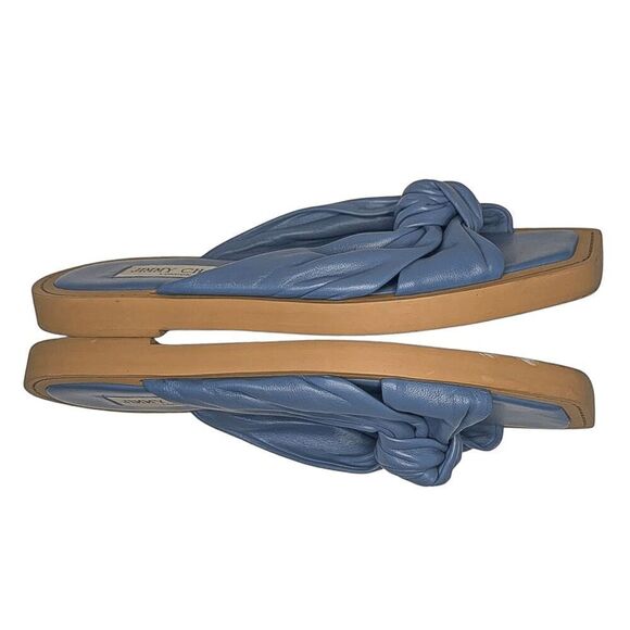 Jimmy Choo Tropica Blue Leather Flat Sandals EU 38 Slip On Square Toe Slide - Picture 6 of 9